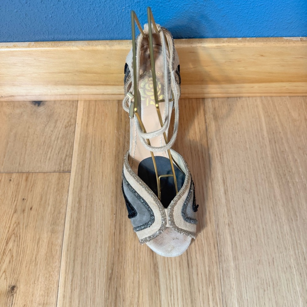 Maliparmi Elegant Peep Toe Suede Ankle Strap 4” Heels Made in Spain size 39 - Picture 2 of 11